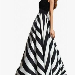 Black and White Striped Maxi Skirt